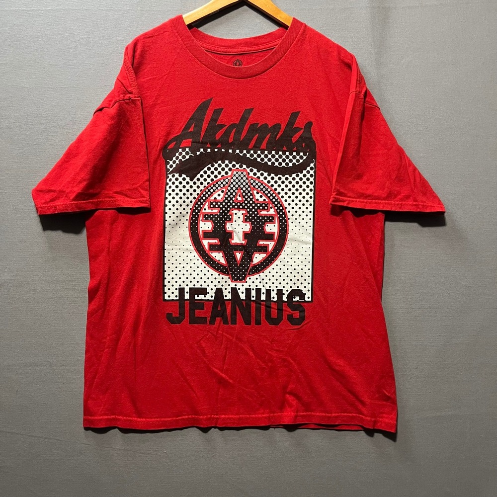 Akademiks Jeanius Red Graphic T-Shirt Mens XL Short Sleeve Streetwear USA Made